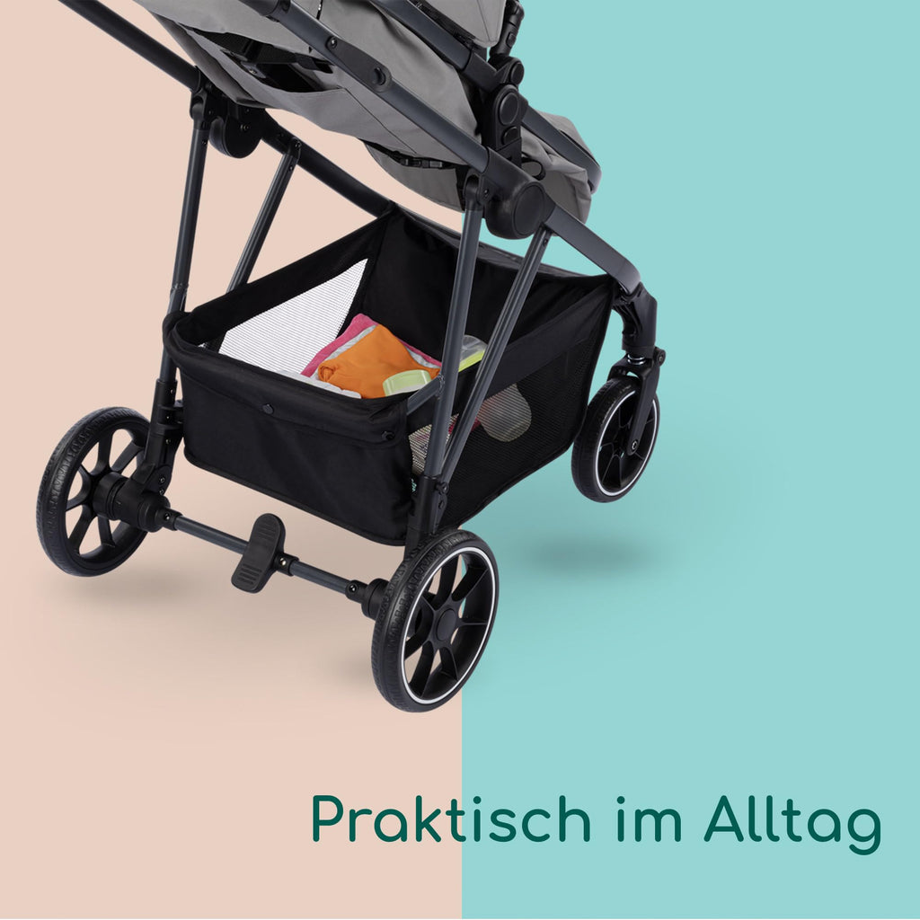 Bebeconfort Breeze Trio, Baby Kinderwagen 3 in 1 mit Kindersitz, 0-22 kg (0-4 Jahre), Reversibler & Leichter Kinderwagen Set, i-Size Kindersitz, Kompakter Faltmechanismus, Mineral Grey