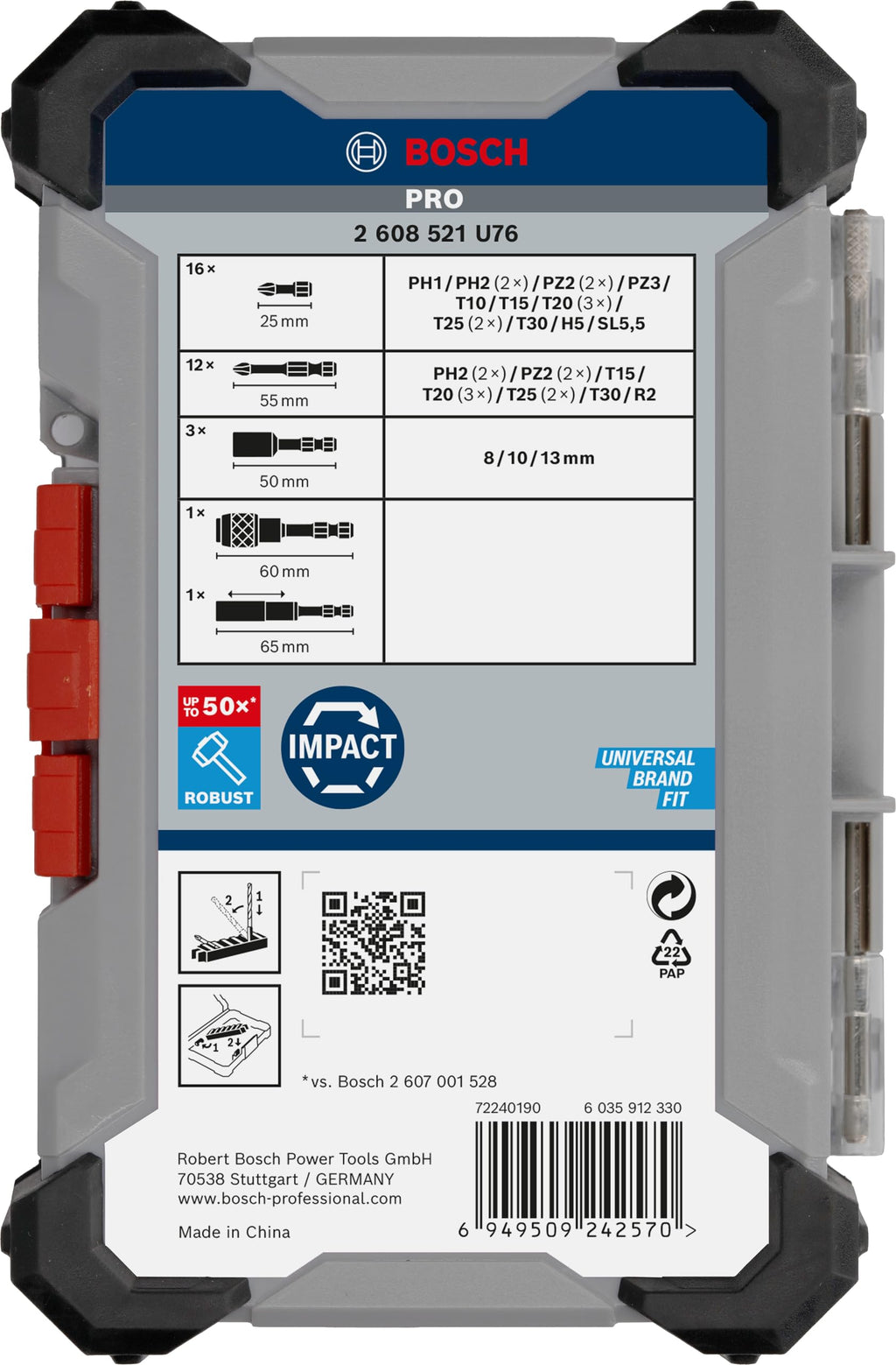 Bosch 33x PRO Impact Set, 33-tlg. (200 x 107 mm, Professional Zubehör Schraubendreher, Schraubendreher)