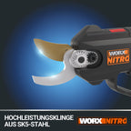 Worx NITRO WG330E Akku Astschere 20V - Müheloses Schneiden dank elektrischen Antrieb, Bürstenloser Motor, inkl. 2Ah Akku und Ladegerät