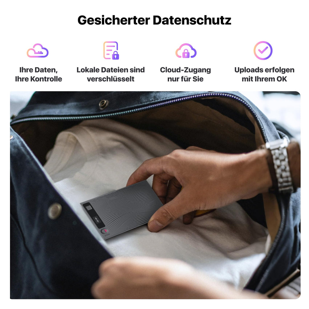 Mobvoi TicNote KI Digitales Diktiergerät, 64 GB Speicher, Notizrekorder mit Hülle, App-Steuerung, über 100 Sprachen, Transkribieren, Zusammenfassen mit AI Shadow,digitaler Audiorekorder Sprachrekorder