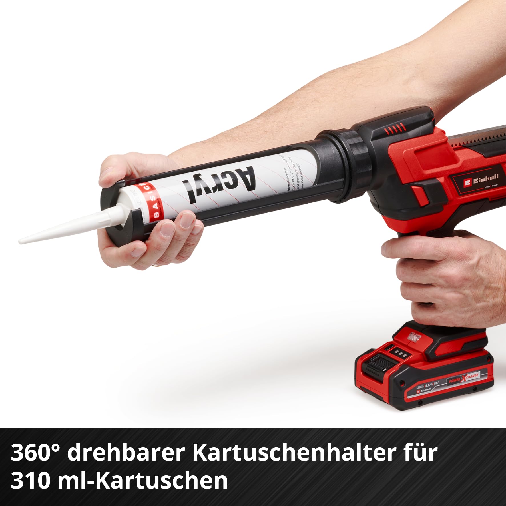 Einhell Akku-Kartuschenpistole TE-SG 18/10 Li-Solo Power X-Change (18 V, für 310 ml-Kartuschen, bis zu 2.000 N, einstellbare Drehzahl, ohne Akku)