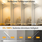 Stehlampe Wohnzimmer, 42W Deckenfluter mit Leselampe, 4200LM LED Stehlampe Dimmbar mit 2700K-6500K Farbtemperatu, Moderne Standleuchte mit Fernbedienung & Touch-Steuerung für Wohnzimmer Schlafzimmer