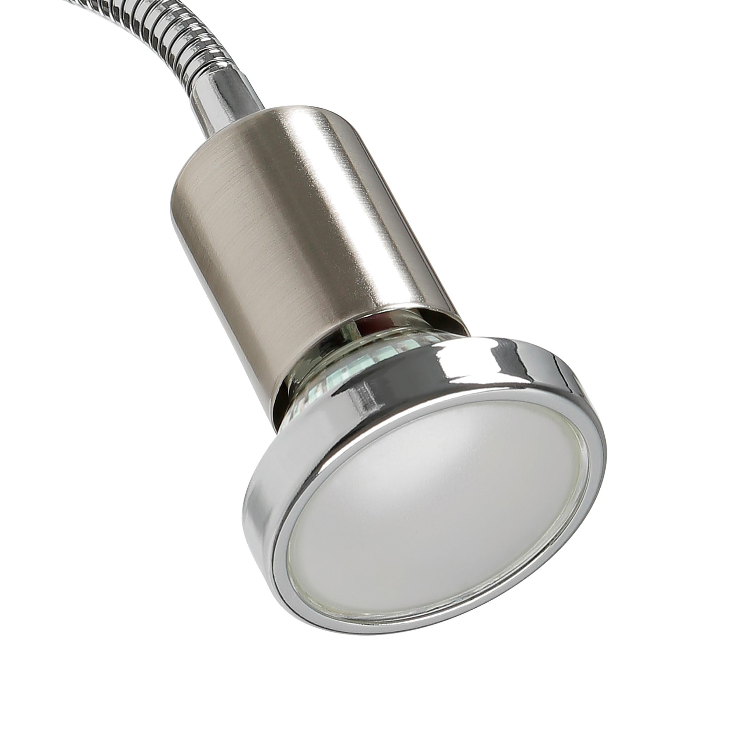 EGLO Steckdosenspot Mini, 1 flammige Steckerleuchte, Steckdosenlampe aus Stahl, Farbe: Nickel matt, chrom, Fassung: GU10, inkl. Schalter und Flexarm