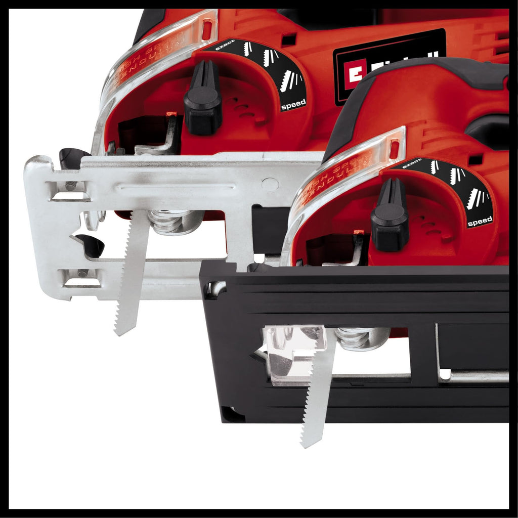Einhell Stichsäge TC-JS 85 (620 W, max. 85 mm, 45° Schrägschnitt, Hubzahlregelung, 4-Stufen Pendelhub, Absaugadapter, Parallelanschlag)