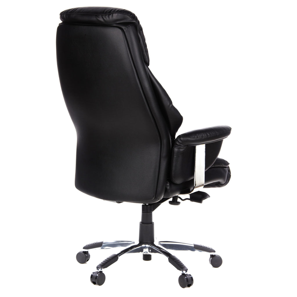 hjh OFFICE 608200 XXL Chefsessel Prado Leder Schwarz Bequemer Bürosessel mit Dicker Polsterung, hohe Rückenlehne