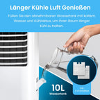 Pro Breeze 10L Mobiler Luftkühler, 4in1 mit 3 Stufen, LED Anzeige und Fernbedienung, Mobiles Klimagerät ohne Abluftschlauch für Luftkühlung, Ventilation, Befeuchtung, inkl. Timer & Oszillation, Weiß