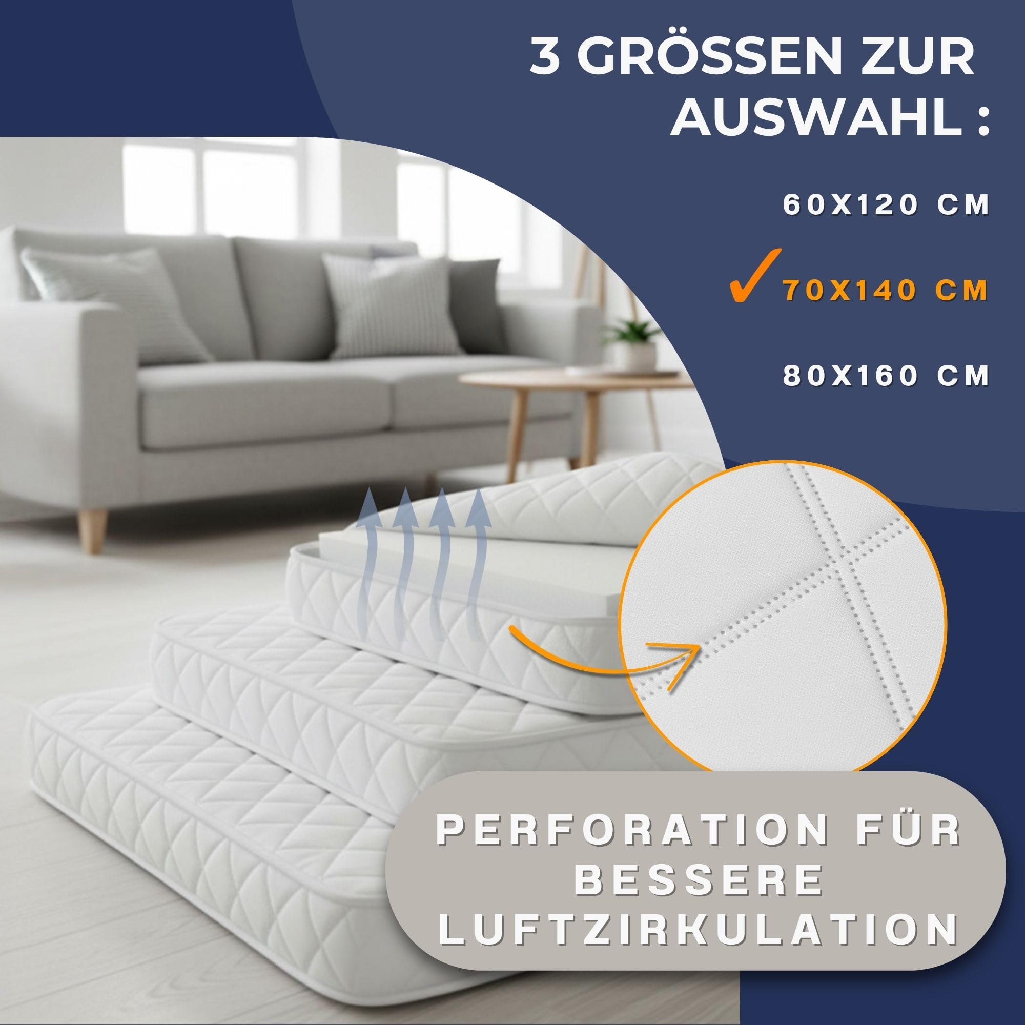 Matratze Kinderbett Mattress 70x140 cm Kindermatratze für Babybett Reisebett Beistellbett und Gitterbett Kinderbettmatratze Bettmatratze für Baby und Kinder 70 x 140 Oeko-Tex