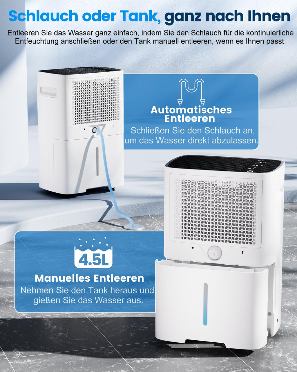 Luftentfeuchter Elektrisch, 30L/Tag Leistungsstarker Entfeuchter mit LED Anzeige,Timer, Wäschetrocknung, Raumgröße ca 300m³/100㎡, Gegen Feuchtigkeit & Schimmel in Keller, Badezimmer & Wohnung