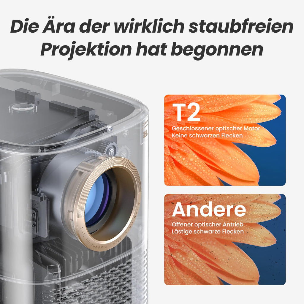 Beamer Sound by JBL, T2 Portable Projektor FHD 1080P Native Outdoor Beamer mit 2.5H Built-in Batterie/Autofokus/Trapezkorrektur Klein Projektor Heimkino, Projector für Handy/Laptop/HDMI/USB