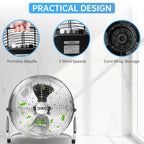 OZAVO Standventilator, Windmaschine ⌀45 cm mit 3 Laufgeschwindigkeiten, Bodenventilator Power, Tischventilator Metall, Luftkühler, verstellbare Neigungswinkel, 80 W