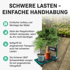 VONROC Transportwagen klappbar 150kg - Plattformwagen als Transporthilfe - Rollwagen mit Griff