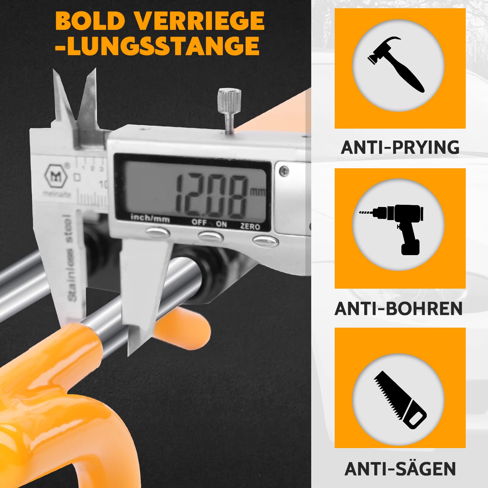 Tevlaphee Lenkradkralle, Lenkradschloss für Auto, Diebstahlsicherung auto, Strapazierfähig, Universelle Passform, PVC-Schutz, Verstellbar für Autos, SUVs, Wohnmobil, Wohnwagen, 3 Schlüssel(Gelb)