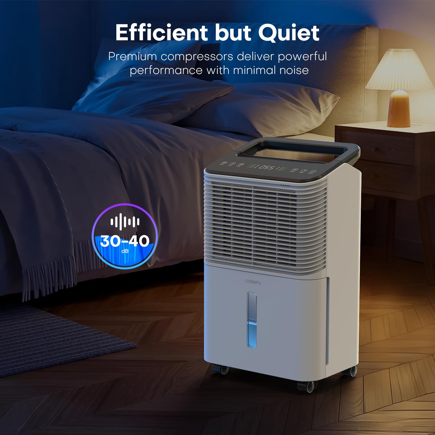 CONOPUPlus Luftentfeuchter 16L/Tag, Ultra-leiser Luftentfeuchter Elektrisch, Intelligentes Zentralsteuerungs, AUTO Modus, Feuchtigkeitsanzeige Licht, 24H Timer, Raumentfeuchter, Mehr Effizient