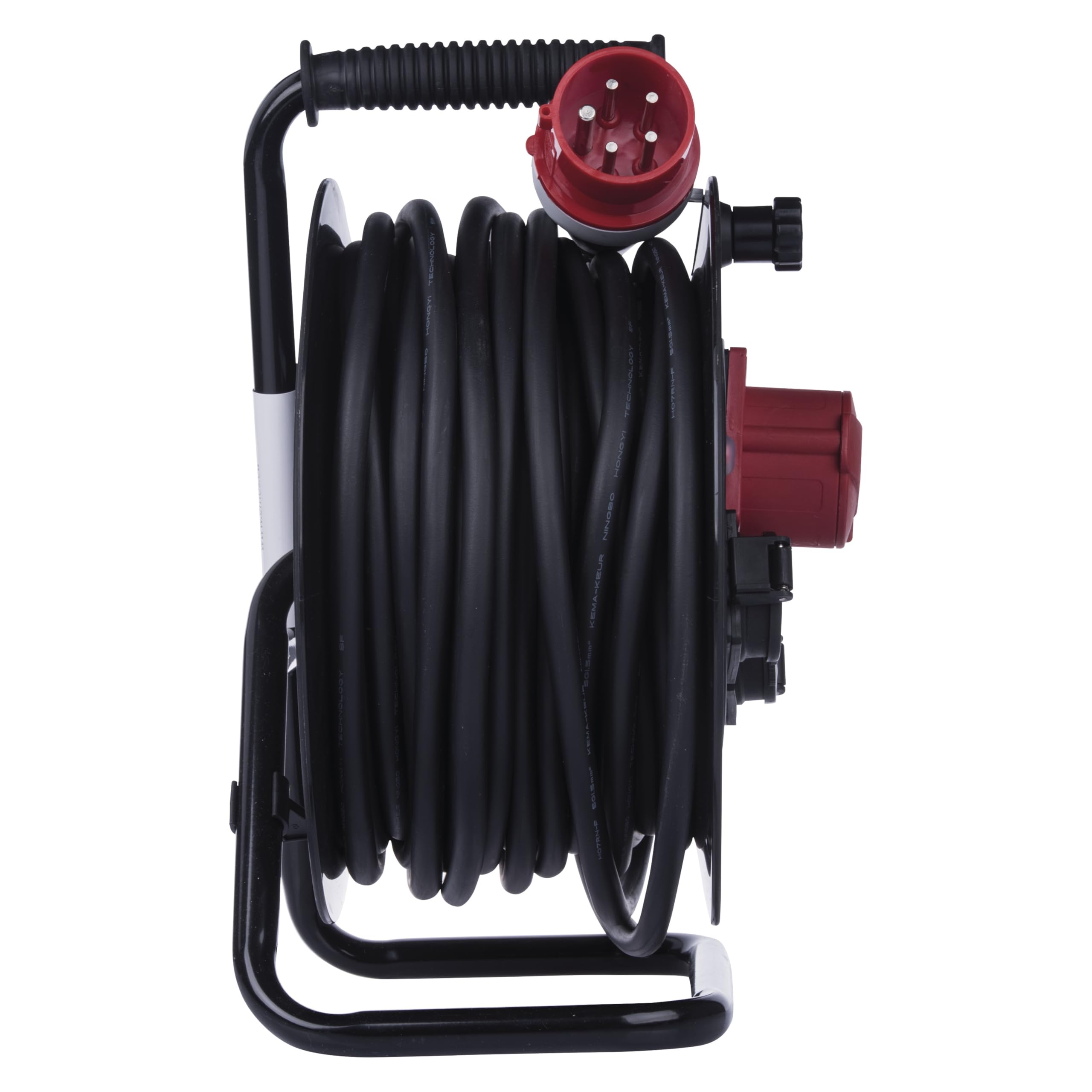 EMOS - CEE-Kabeltrommel 25m - 3 Steckdosen (1 CEE, 2 Schuko) - wasserdicht - 230 V/400 V, 13 A, 3000 W/5000 W - Gummi-Isolierung - H07RN-F 1,5 mm2 - IP44 für Außenbereich & Camping