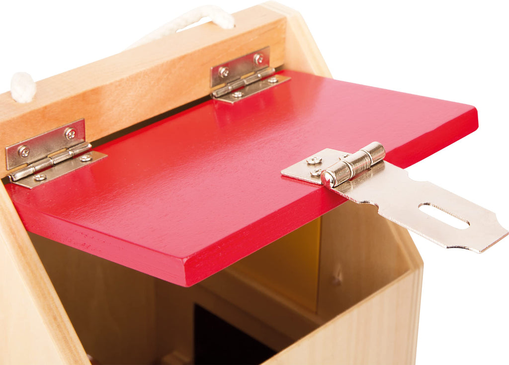small foot Schlosshaus, aus Holz, mit Schlössern, Riegeln, Hebeln, Scharnieren und Sicherheitskette, ab 3 Jahren, 4432 Spielzeug, Naturholz