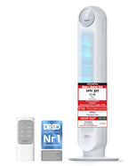 Dreo 20dB Leiser Turmventilator, 10 m Wurfweite 4 Geschwindigstufen 4 Modi 8 Std. Timer 90° oszillierende Ventilator mit Kühlung Fernbedienung für Schlafzimmer, Nomad One, Weiß