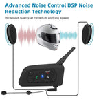 EJEAS V6PRO Motorrad Intercom Bluetooth Headsets 1200m bis zu 6 Reiters DSP-Rauschunterdrückung, Wasserdicht, Kommunikationssystem für Motorräder, 1 Stück