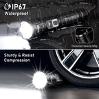 Blukar Taschenlampe LED Aufladbar, Extrem Hell Hohe Helligkeit Taschenlampen Zoombare Handlampe mit 5 Lichtmodi, IP67 Wasserdicht Flashlight Torch für Camping, Outdoor, Notfäll