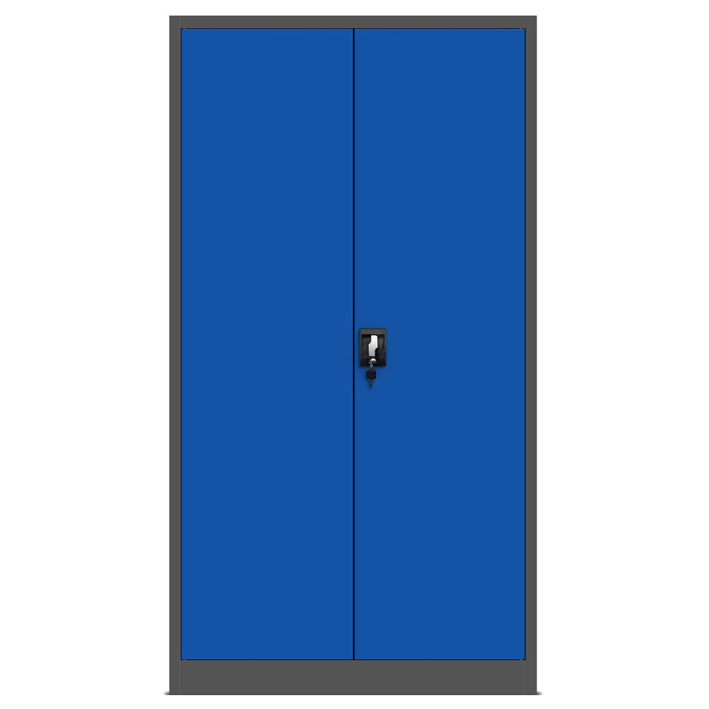 Jan Nowak 4er Set Aktenschrank C001H Büroschrank Metallschrank Stahlschrank Werkzeugschrank Stahlblech Pulverbeschichtet Flügeltürschrank Abschließbar 195 cm x 90 cm x 40 cm (anthrazit/blau)