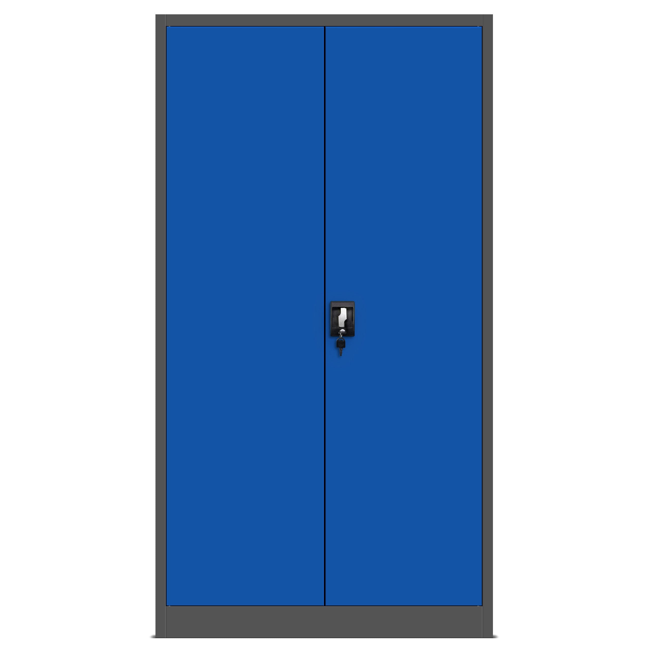 Jan Nowak 4er Set Aktenschrank C001H Büroschrank Metallschrank Stahlschrank Werkzeugschrank Stahlblech Pulverbeschichtet Flügeltürschrank Abschließbar 195 cm x 90 cm x 40 cm (anthrazit/blau)