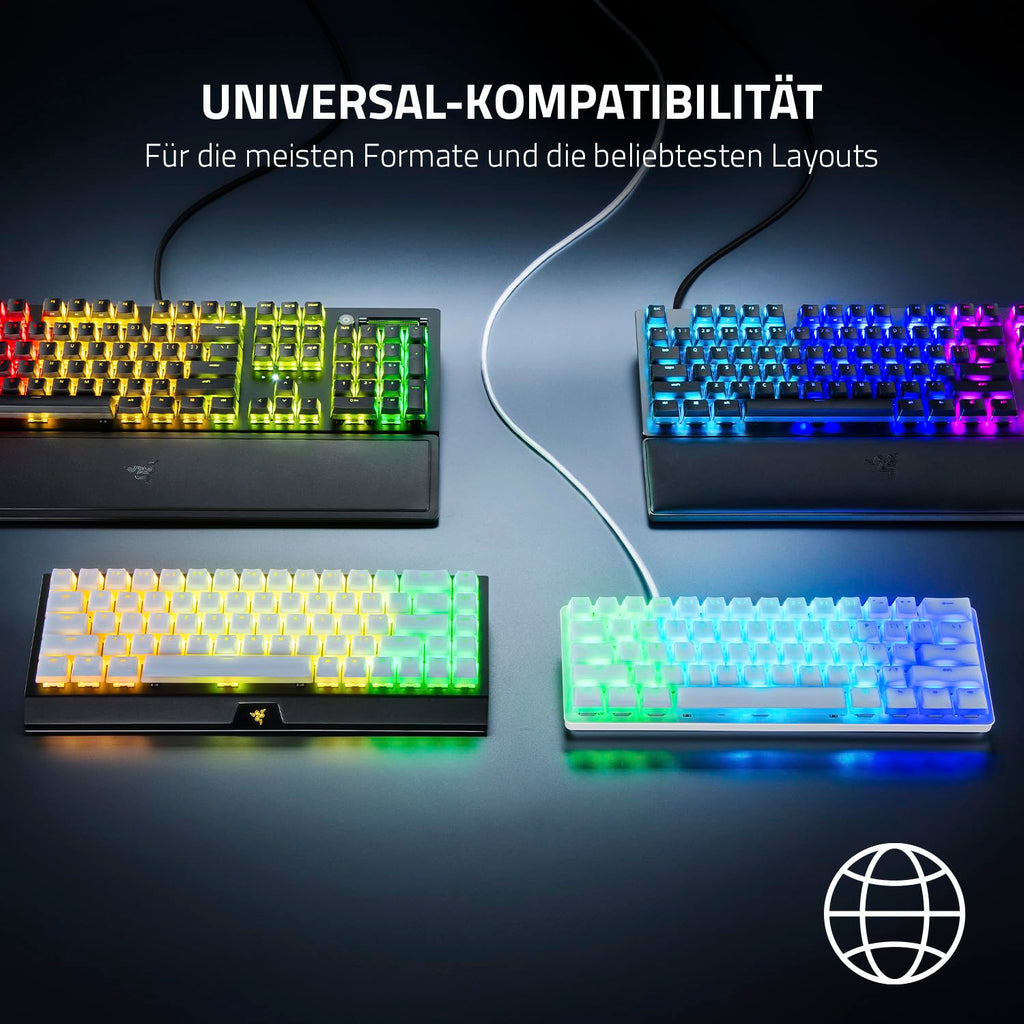 Razer Phantom Tastenkappen-Set - Hintergrundbeleuchtungskompatibel Tasten für Razer Tastaturen (für Switches mit kreuzförmiger Achse, ABS-Material, 128 Keycaps) QWERTZ DE-Tasten | Schwarz