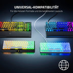 Razer Phantom Tastenkappen-Set - Hintergrundbeleuchtungskompatibel Tasten für Razer Tastaturen (für Switches mit kreuzförmiger Achse, ABS-Material, 128 Keycaps) QWERTZ DE-Tasten | Schwarz