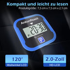 Warmfay® Elektronische Parkscheibe mit Zulassung vom KBA, Automatische Digitale Parkscheibe Elektrisch mit Batterie, Elektrische Parkuhr Auto mit 2 Displays & Nachtmodus & 3 Zeitmodi(1, Blau)