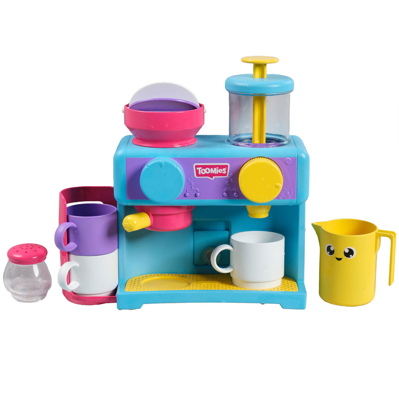 Tomy Toomies Bade-Barista – Wandmontiertes Baby-Badespielzeug als Café & Schaumbad-Spielküche für Kleinkinder – Küchen-Set: 3 Tassen, 1 Krug, 1 Shaker – ab 18 Monaten für Mädchen & Jungen