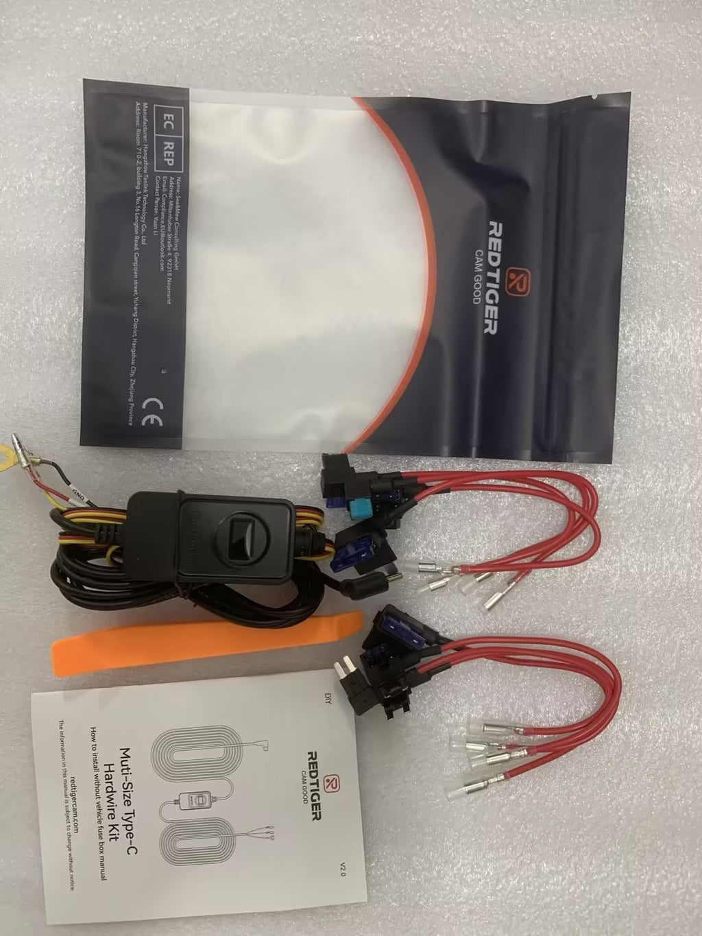 REDTIGER F7N Dash Cam Hardwire Kit, Dashboard Camera Car Charger Cable Kit 12V- 24V to 5V w/Fuse Kit, Low Voltage Protection for Dash Cam Double-4 Fuses