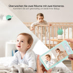 BOIFUN Babyphone mit 2 Kamera App, 2K QHD Bild, 355° Schwenken-60° Neige, 4×Zoom, Automatische Verfolgung, Weinen/Bewegungs/Geräuscherkennung, Temperatur und Feuchtigkeitsmessung