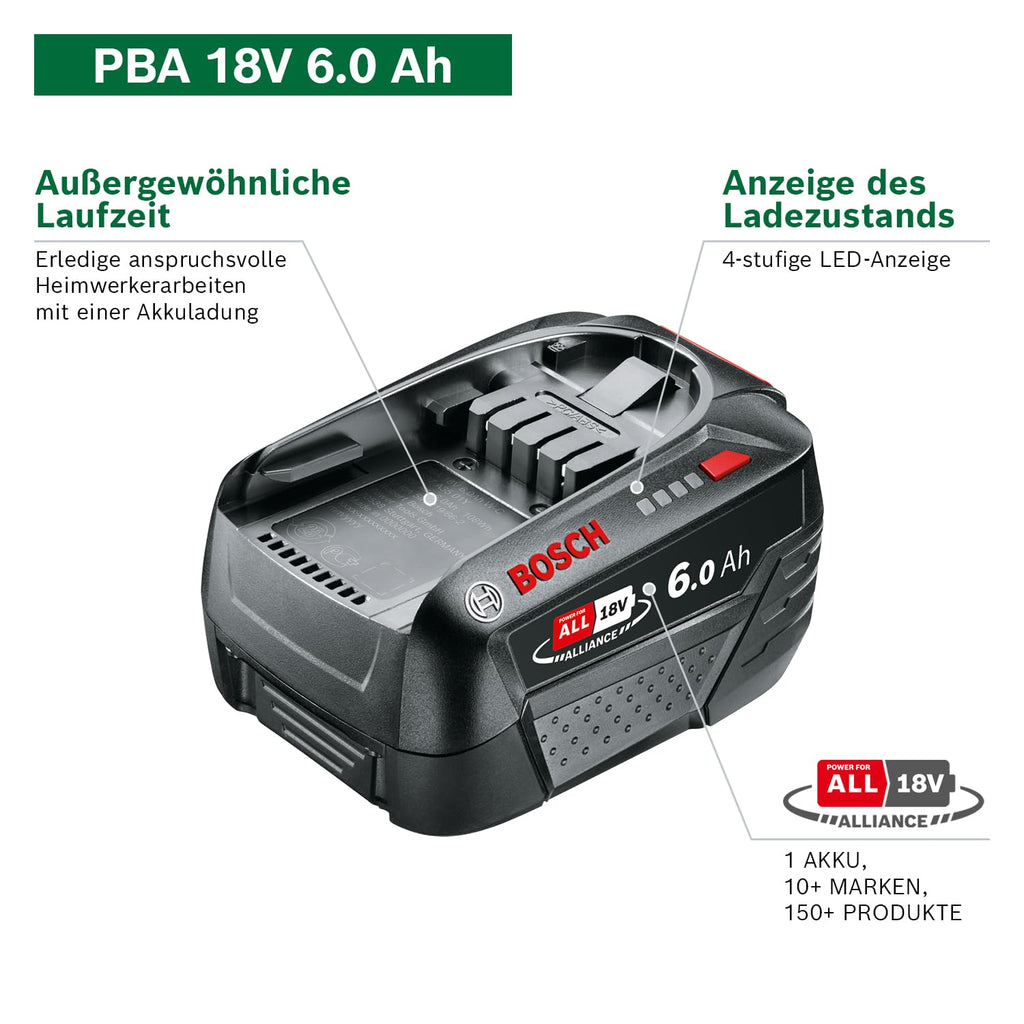Bosch Akku Pack PBA 18V 6,0Ah W-C (18 Volt System, 6,0Ah Akku, im Karton)