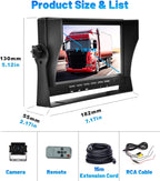 Hikity AHD Rückfahrkamera Kit mit 7 Zoll Rear View Monitor, 12-24V Kabel Rückfahrkameras Set mit P68 Wasserdichter IR Nachtsich Auto Rückfahrkamera 4Pin 15M für Kfz, SUV, Van, Campingbus, Anhänger