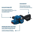 Bosch Professional Bandschleifer GBS 750 (850-W-Motor, inkl. Textilschleifband, Staubbeutel)