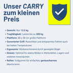 Pallit Transportwagen klappbar Blau 300 kg Rollwagen mit lenkbarer Vollgummi-Bereifung Anti-Rutsch Plattformwagen Transporthilfe Handwagen Carry