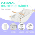 Leinwand Baby Hängematte Schaukel von Cateam - Hängende Schaukel aus Holz für Baby mit Sicherheitsgurt und Montageteilen. Baby Hängemattenstuhl Geburtstagsgeschenk. (Elfenbein)