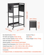 VEVOR Werkzeugwagen mit 4 Ebenen, Tragkraft 68 kg, Werkstattwagen mit rollbarem Bohrerhalter & stabilem Lagerregal, Montagewagen für die Garage, Werkstatt, Garage, schwarz, 560x350x970 mm