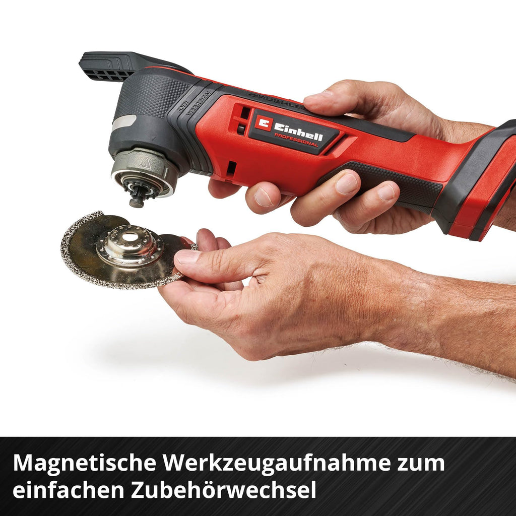 Einhell Professional Akku-Multifunktionswerkzeug TP-MG 18 Li BL-Solo Power X-Change (18 V, 3 Funktionen, magnetische Werkzeugaufnahme, inkl. Zubehör, ohne Akku)