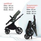 Bugaboo Fox Cub Kinderwagen für jedes Gelände, leichter und stabiler Kinderwagen, strapazierfähiges Design und extragroßes Sonnendach, einteilig und selbststehend faltbar, Schwarz