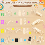 7-in-1 Montessori Klettergerüst Indoor Set: Verformbares Kletterdreieck mit Rutsche, Kletterbogen und Kreidetafel, Ideal für Baby- und Kleinkinder 1-6 Jahre, Fördert Spiel, Bewegung und Kreativität