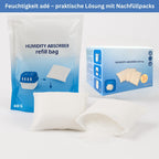 Luftentfeuchter Nachfüllpack 24 x 400g Entfeuchter Granulat für Raumentfeuchter und Luftentfeuchter Box Nachfüllpacks gegen Feuchtigkeit & Gerüche für Bad, Keller, Wohnmobil & HLKauf-Block