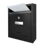 TÄGA 2218 Design Metall Briefkasten schwarz I DIN A4 Einwurfformat I mit Namensschild, Sichtfenster I abschließbar, inkl. 2 Schlüssel