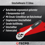 TECPO Steckschlüssel-Satz 1/4 Zoll, 53-tlg, Hebelumschaltknarre, Verlängerungen, für Torx-, Kreuz-, Schlitz- & Innensechskant-Schrauben, Chrom-Vanadium-Stahl, Steckschlüssel-Einsätze, Nuss-Set, Nüsse