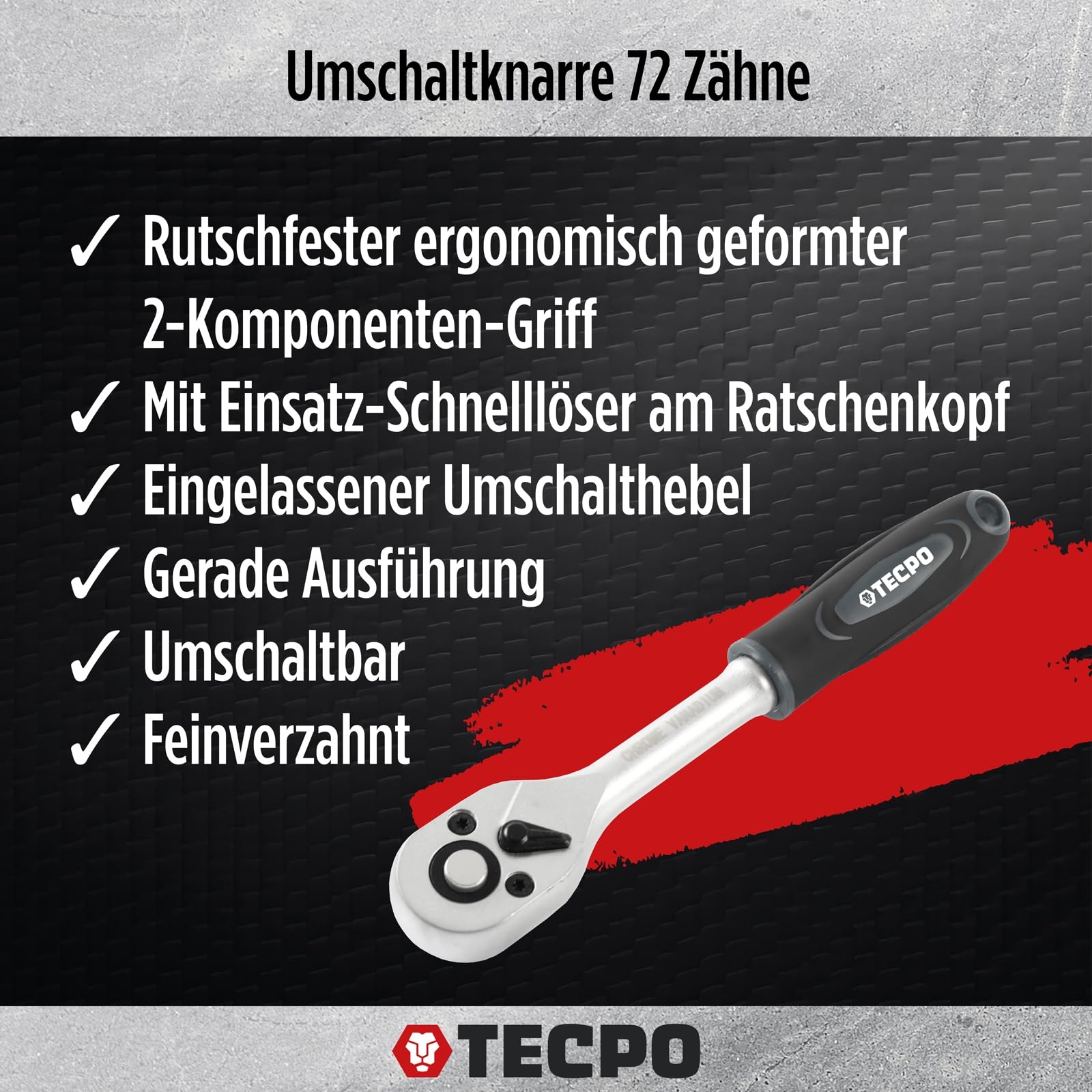 TECPO Steckschlüssel-Satz 1/4 Zoll, 53-tlg, Hebelumschaltknarre, Verlängerungen, für Torx-, Kreuz-, Schlitz- & Innensechskant-Schrauben, Chrom-Vanadium-Stahl, Steckschlüssel-Einsätze, Nuss-Set, Nüsse