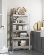 SONGMICS Schwerlastregal, 2er Set, Kellerregal, Lagerregal, 30 x 75 x 150 cm, Regal mit Stahlgestell, bis 650 kg belastbar, 5 verstellbare Ablagen, silbern GLR030E02