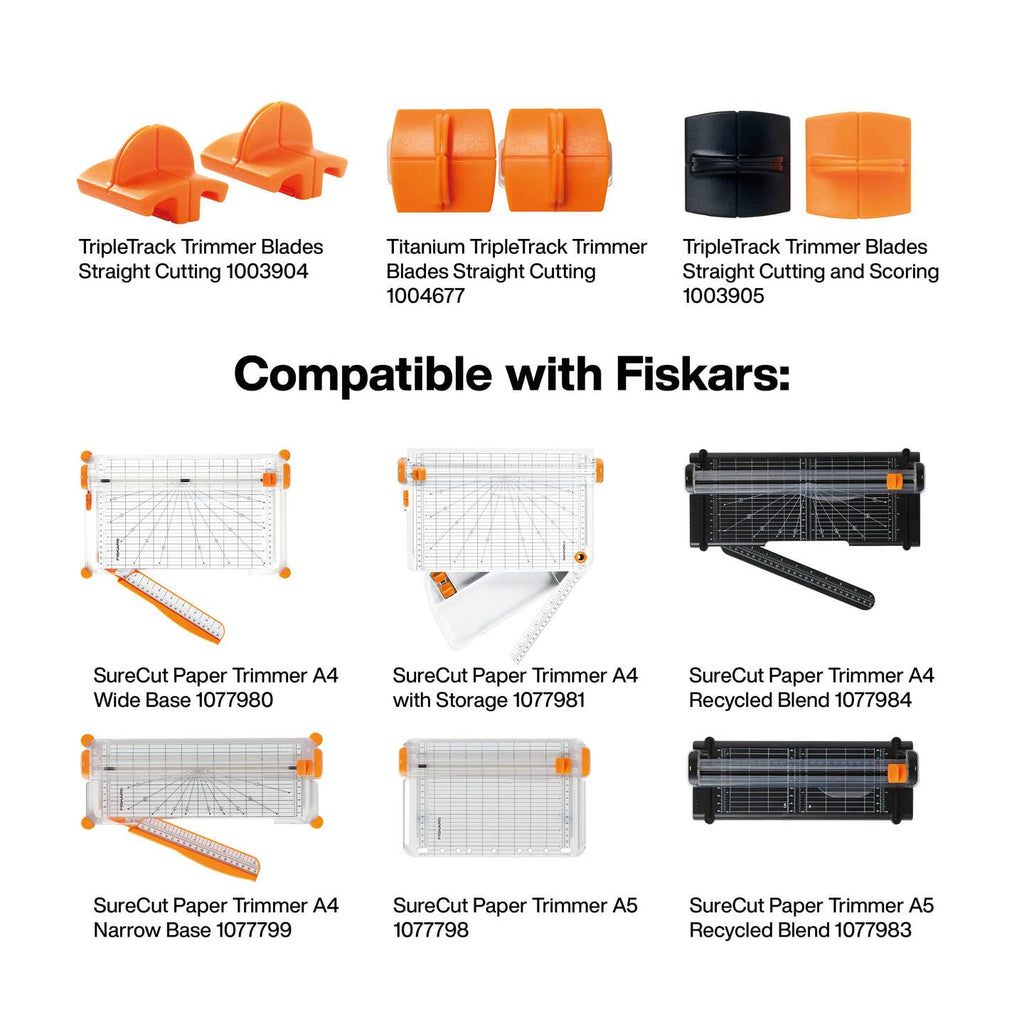 Fiskars Tragbare Papierschneidemaschine, SureCut, A5-Hochformat, A4-Querformat, Mit Schnittlinienführung, Weiß/Orange, 1077798