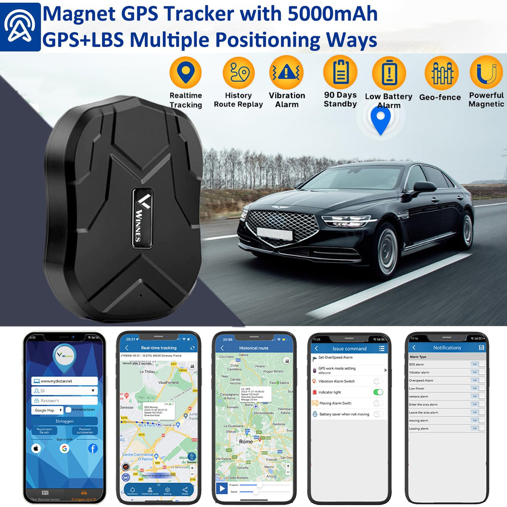 GPS Tracker 4G Auto 5000mAh 40 Tage Standby Locator 4G GPS Tracker für Fahrzeuge Versteckter magnetischer Wasserdicht Magnet mit freies Web APP GPS Gerät für Auto, Motorrad, LKW, Boot