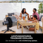 Shark FlexBreeze Pro Mist Akku-Ventilator für innen und außen mit Sprühsystem, tragbarer Sprühtank, 20 m, Stand- & Tischventilator, 5 Geschwindigkeitsstufen, leise, Fernbedienung, Anthrazit FA300EU