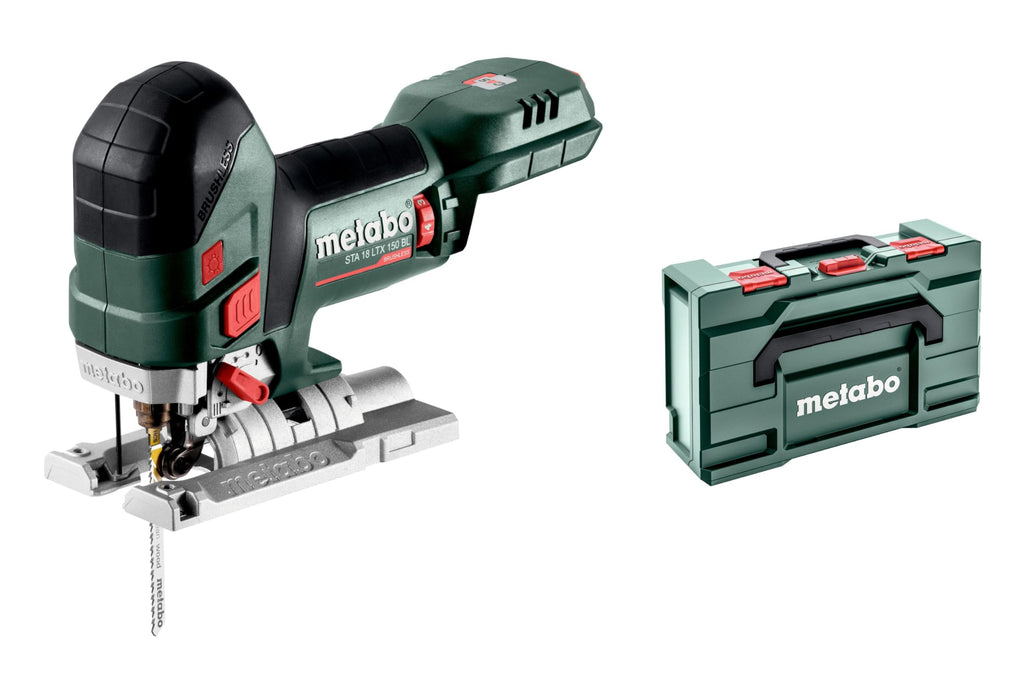 metabo Akku-Stichsäge STA 18 LTX 150 BL - 18 V, 150 mm Schnitttiefe Holz, 4 Pendelhubstufen - Brushless-Motor, LED-Licht, werkzeugloser Sägeblattwechsel, Staubabsaugung, Schutzplatte - Inkl. metaBOX