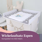 Puckdaddy® Espen | Wickelaufsatz passend für IKEA Malm Kommode u.Ä. | 80x78x10 cm | Wickelauflage aus weißem MDF-Holz | Premium Wickeltischaufsatz inkl. Montagematerial zur Wandmontage