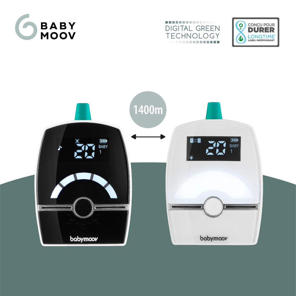 Babymoov Babyphone Premium Care - Digital Green Technology, niedrige Strahlung, 1400m Reichweite